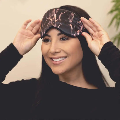 Sleep Mask - Rose Black Marble