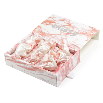Blissy Scrunchies - Rose White Marble