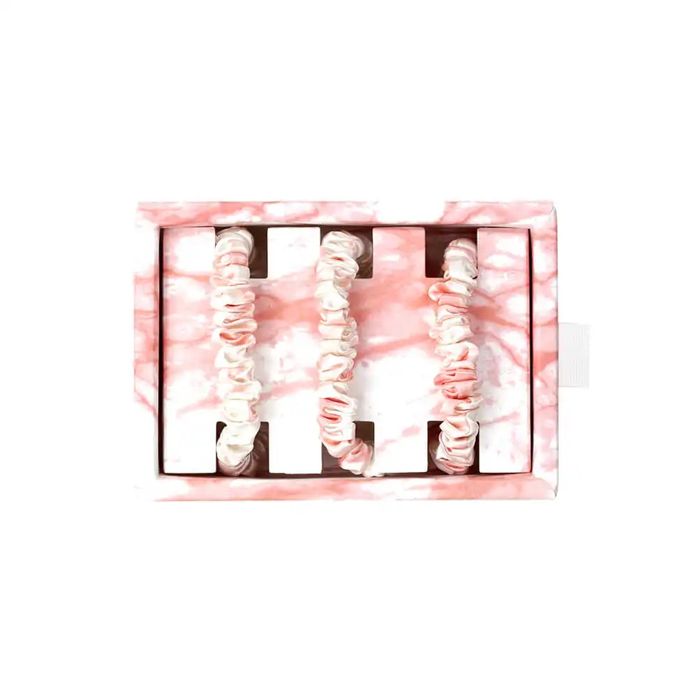Blissy Skinny Scrunchies - Rose White Marble