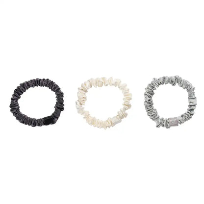 Blissy Skinny Scrunchies - White, Gray, Silver