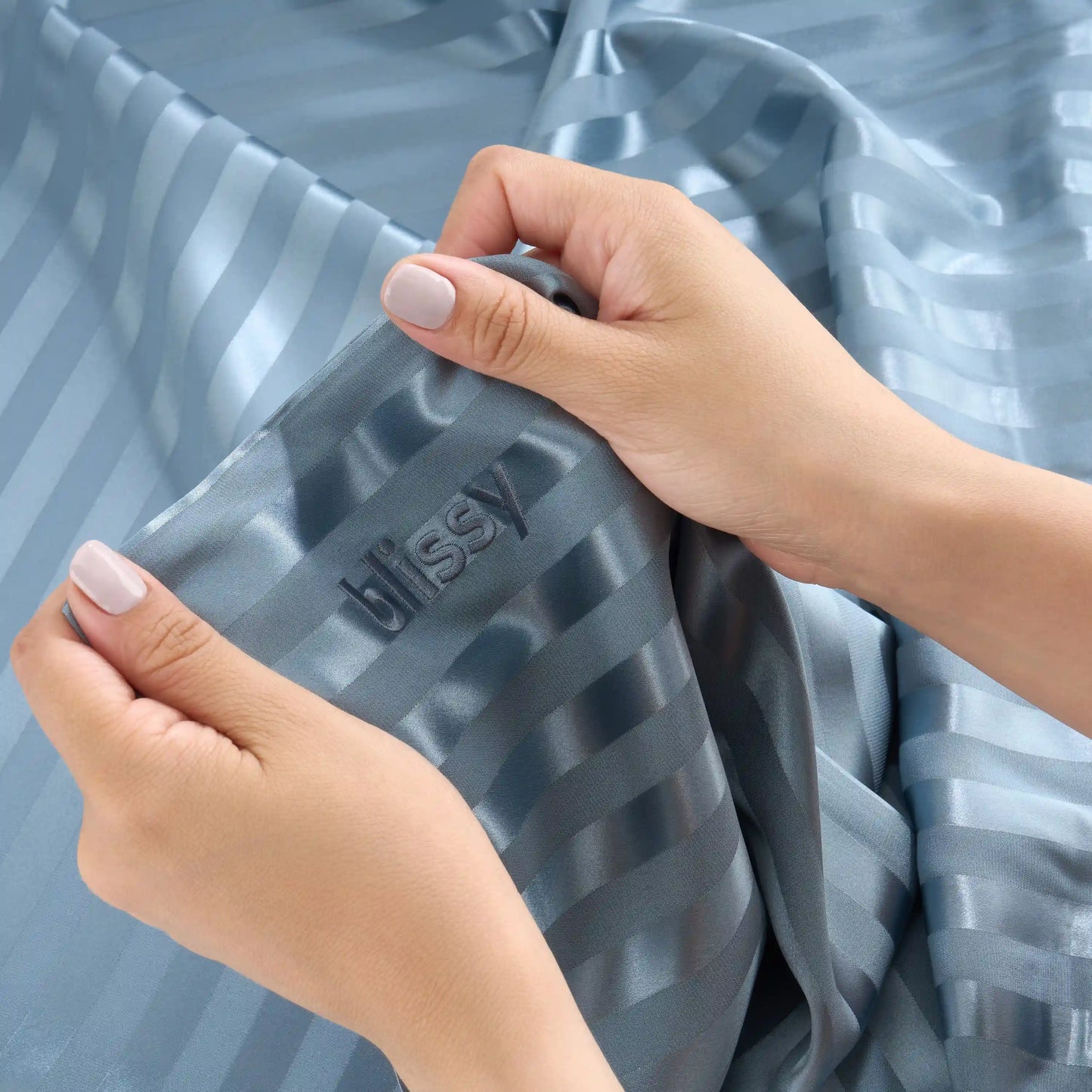 Pillowcase - Ash Blue Striped - King
