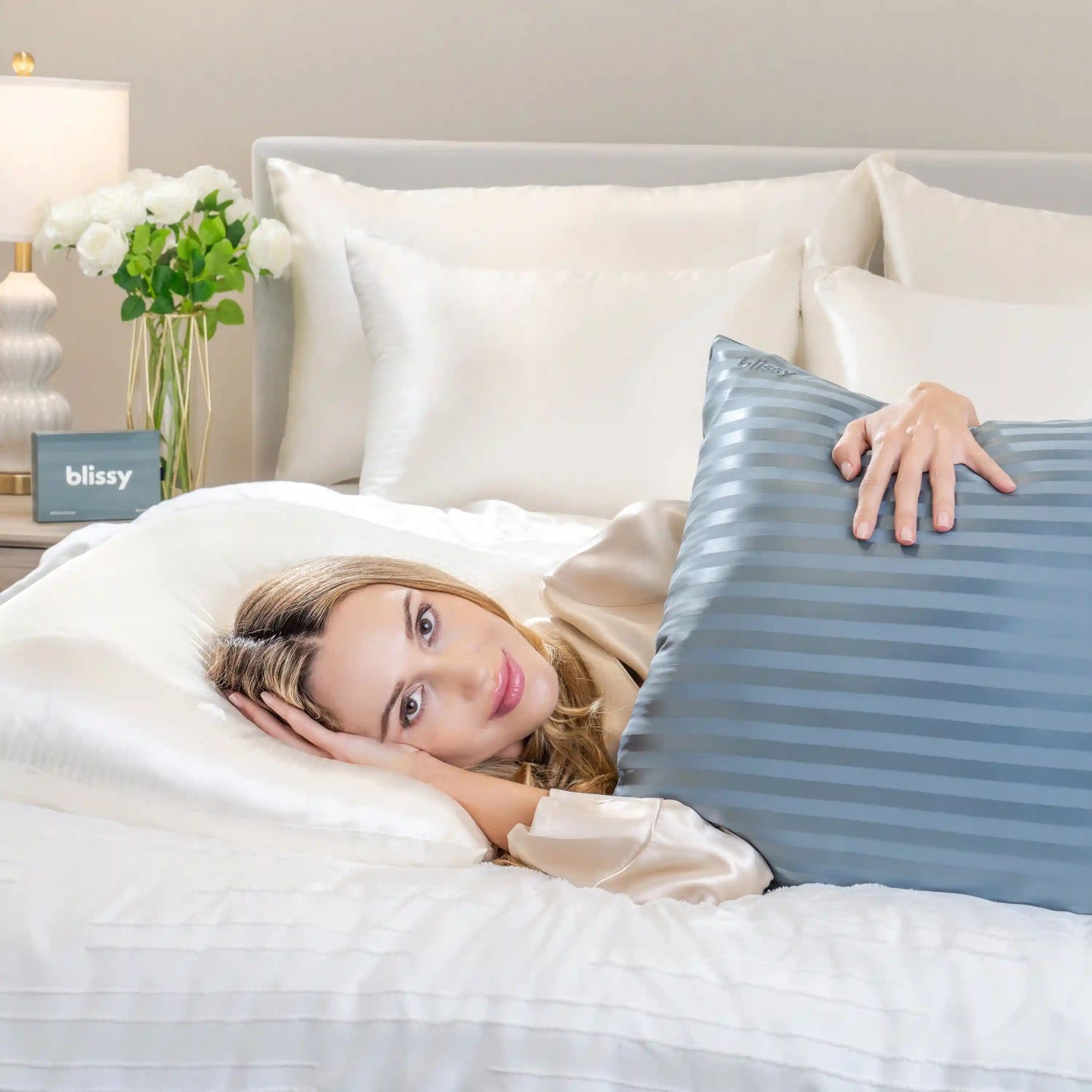 Pillowcase - Ash Blue Striped - King