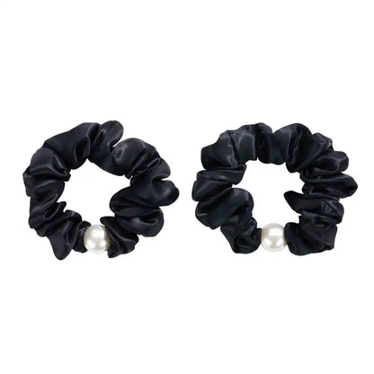Blissy Pearl Scrunchies - Black