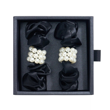 Blissy Petite Pearl Scrunchies - Black