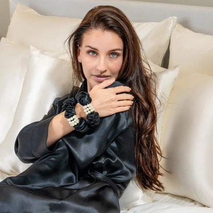 Blissy Petite Pearl Scrunchies - Black