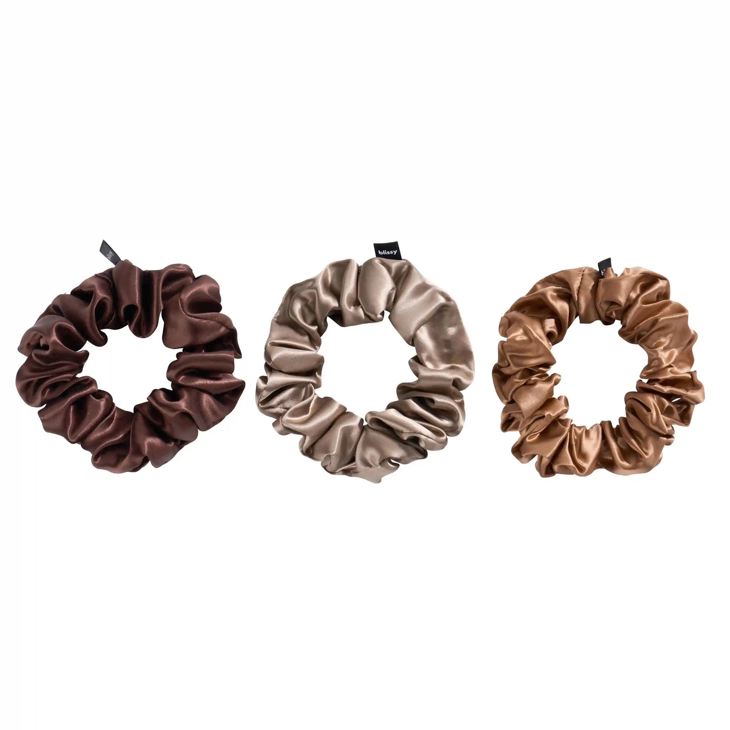 Blissy Scrunchies - Taupe, Cinnamon, Brown