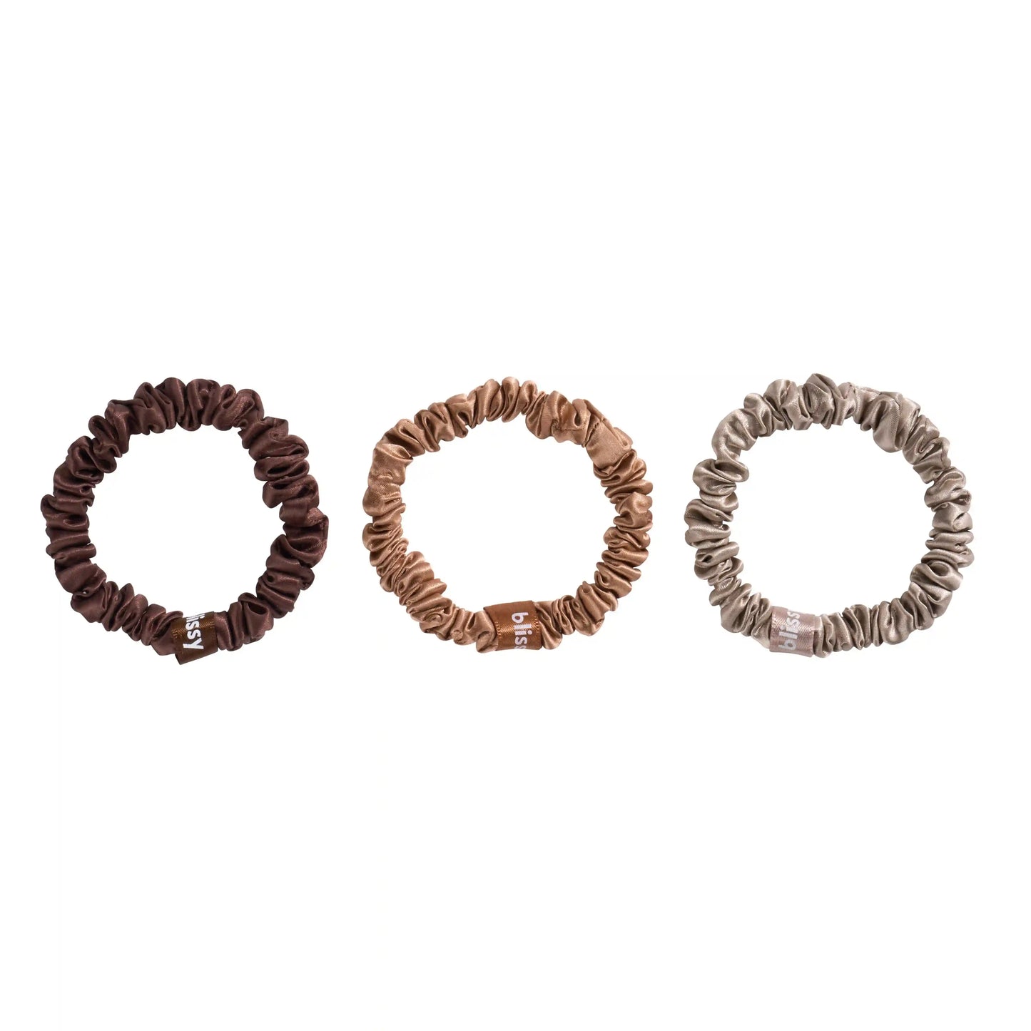 Blissy Skinny Scrunchies - Taupe, Cinnamon, Brown
